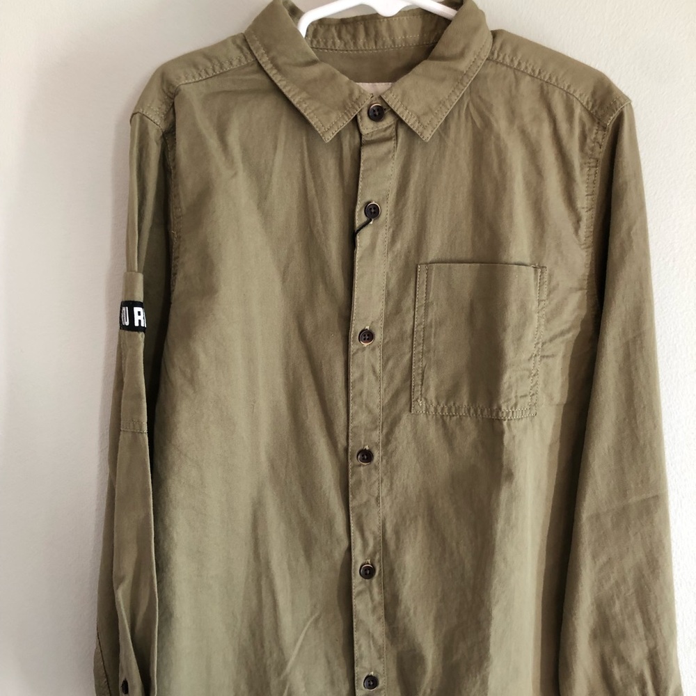 Zara Boys Army Greeb Button Down Shirt